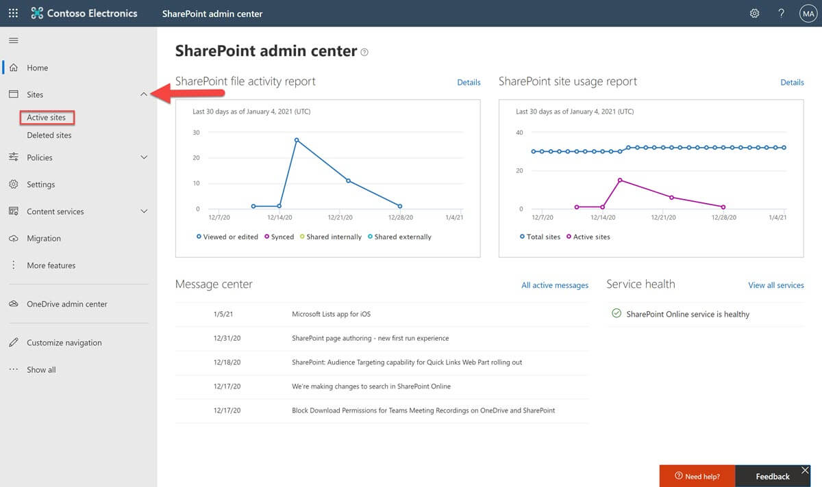 Click Active sites