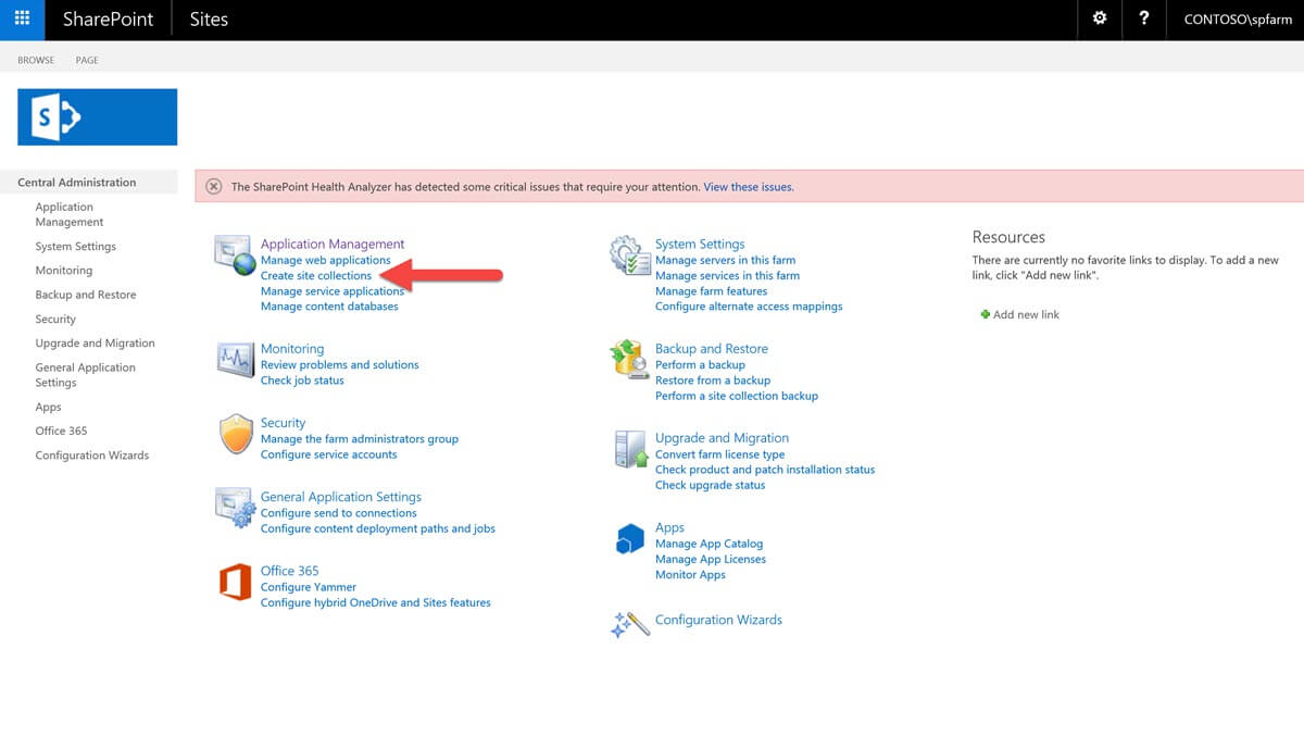 SharePoint Server Central Administration