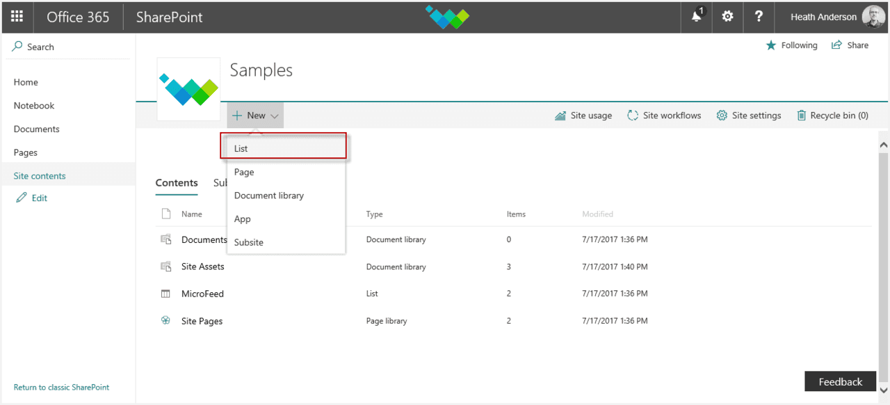 add SharePoint list