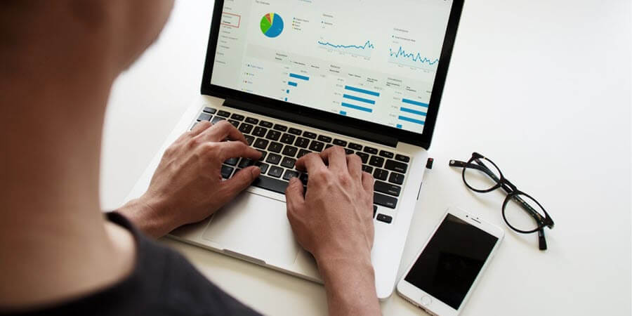 business intelligence report on laptop screen