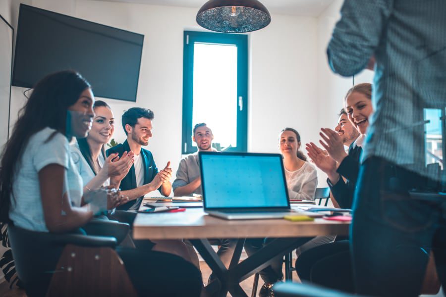 team of partners in conference room