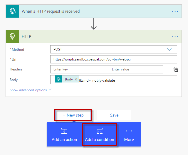 Microsoft Flow add condition