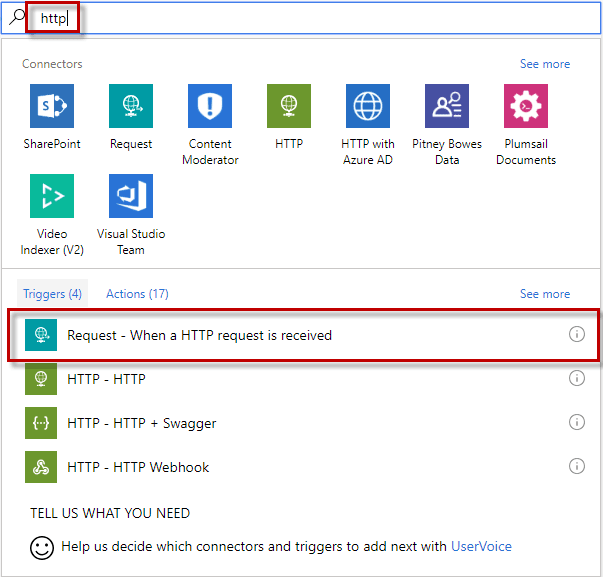 Microsoft Flow add HTTP request trigger