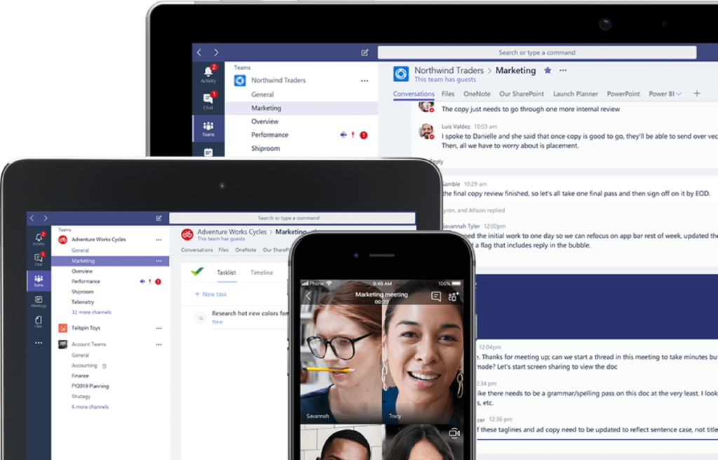 Microsoft Teams on iPhone, iPad and laptop