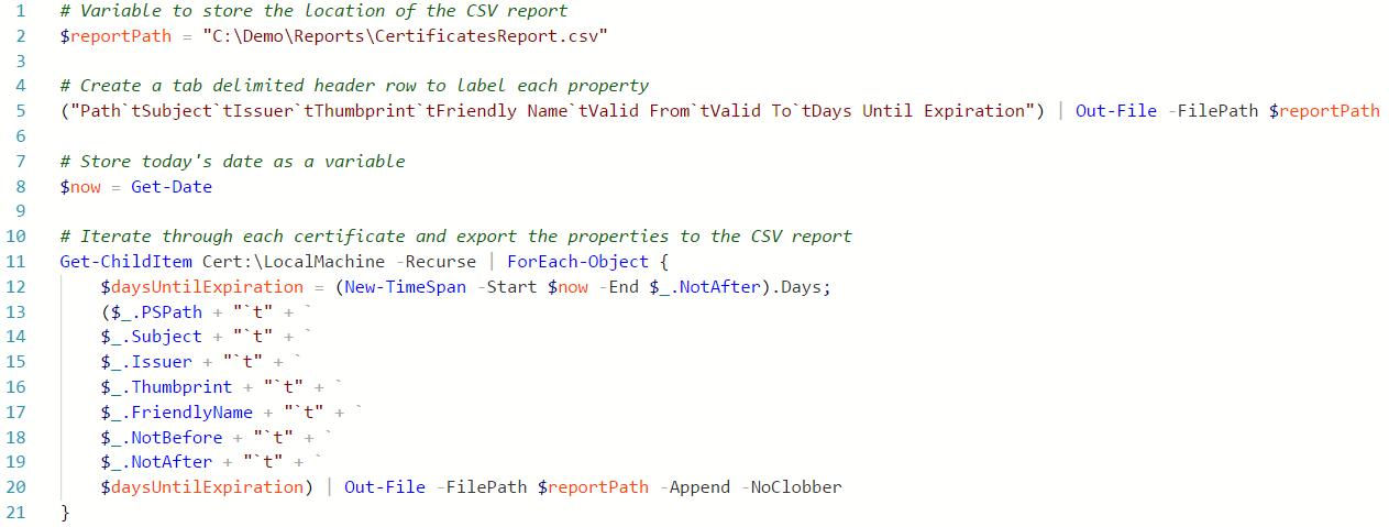 PowerShell code