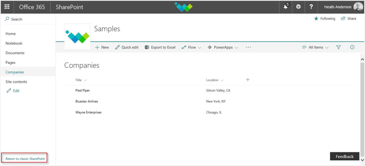 return to classic SharePoint