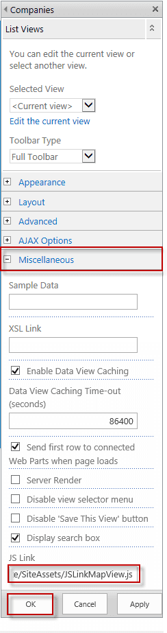 SharePoint add jslink list view