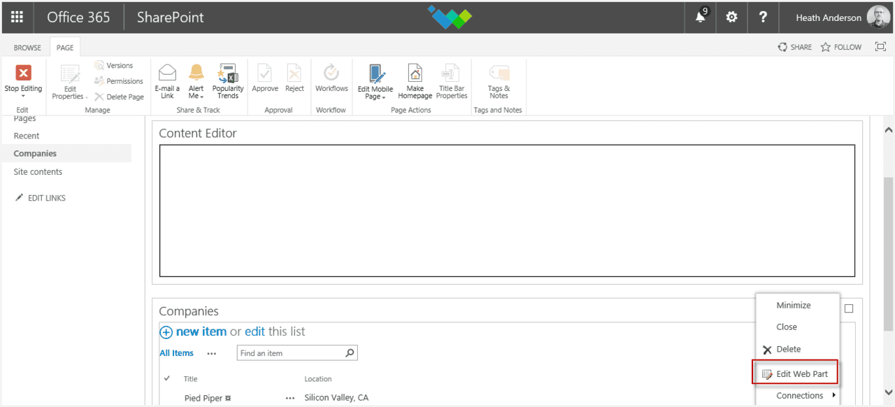 SharePoint content editor edit web part