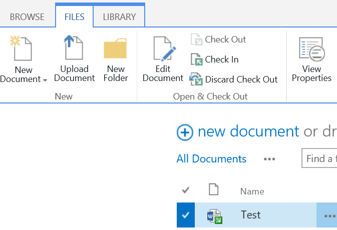 SharePoint document check out symbol