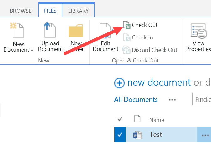 SharePoint document check out