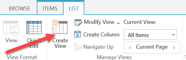 SharePoint create view