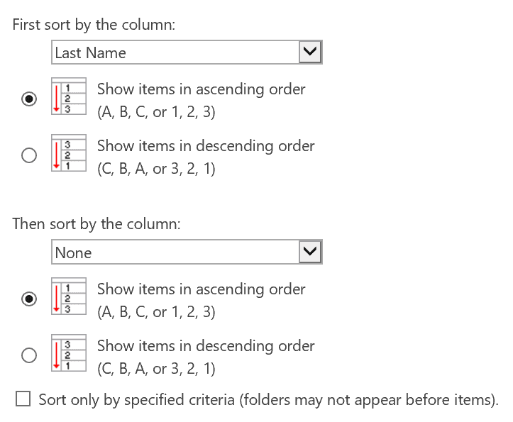 SharePoint view sorting