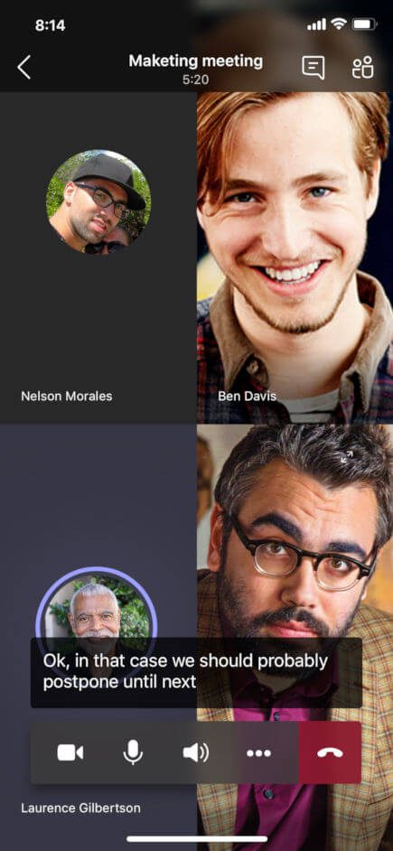 Microsoft Teams captions