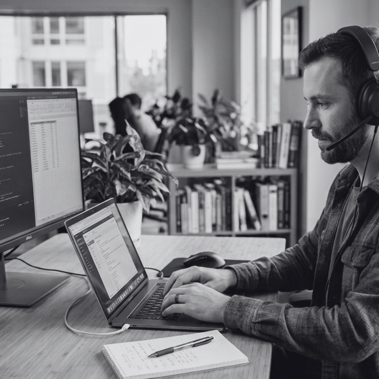 man working on his laptop on the hospitality reporting automation
